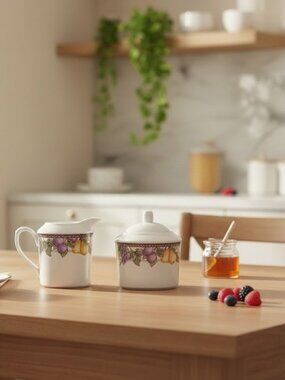 American Atelier Mosaic Fruit Creamer & Sugar Bowl
